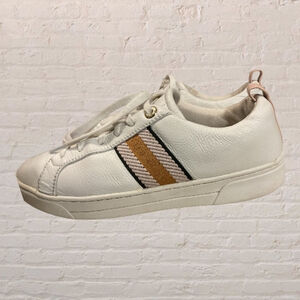 Ted Baker “Ebby” Leather Sneakers Women’s Size 9 White Blush Tan Stripe